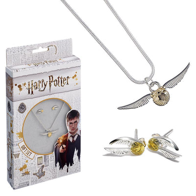 Harry Potter Silver Plated Necklace & Earrings Golden Snitch - Gift Arch