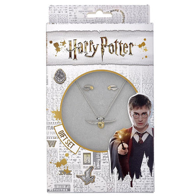 Harry Potter Silver Plated Necklace & Earrings Golden Snitch - Gift Arch