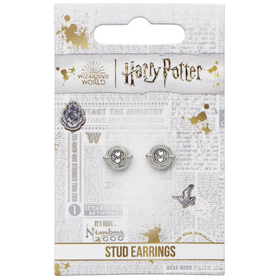 Harry Potter Silver Plated Time Turner Stud Earrings - Gift Arch