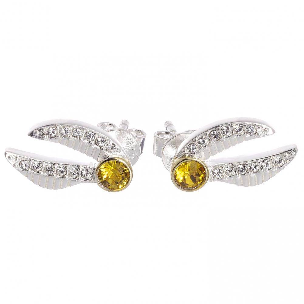 Harry Potter Sterling Silver Crystal Earrings Golden Snitch - Gift Arch