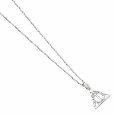 Harry Potter Sterling Silver Crystal Necklace Deathly Hallows - Gift Arch