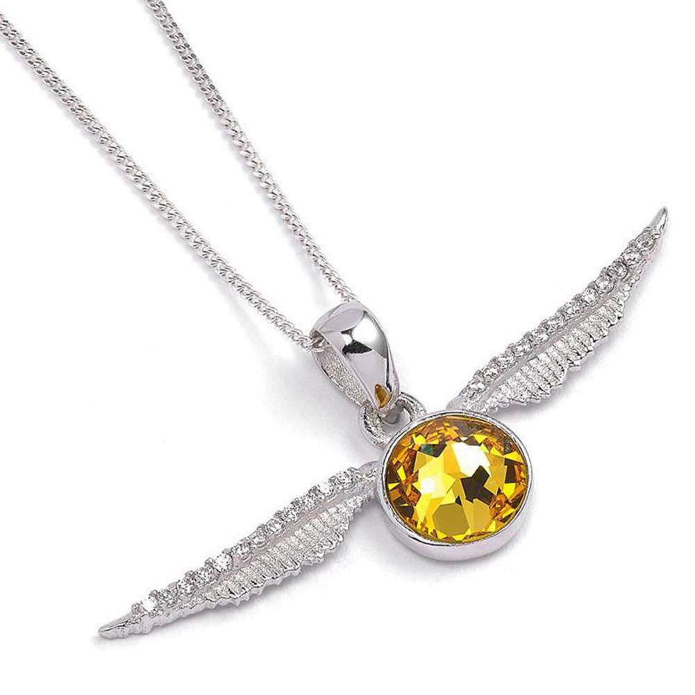 Harry Potter Sterling Silver Crystal Necklace Golden Snitch - Gift Arch