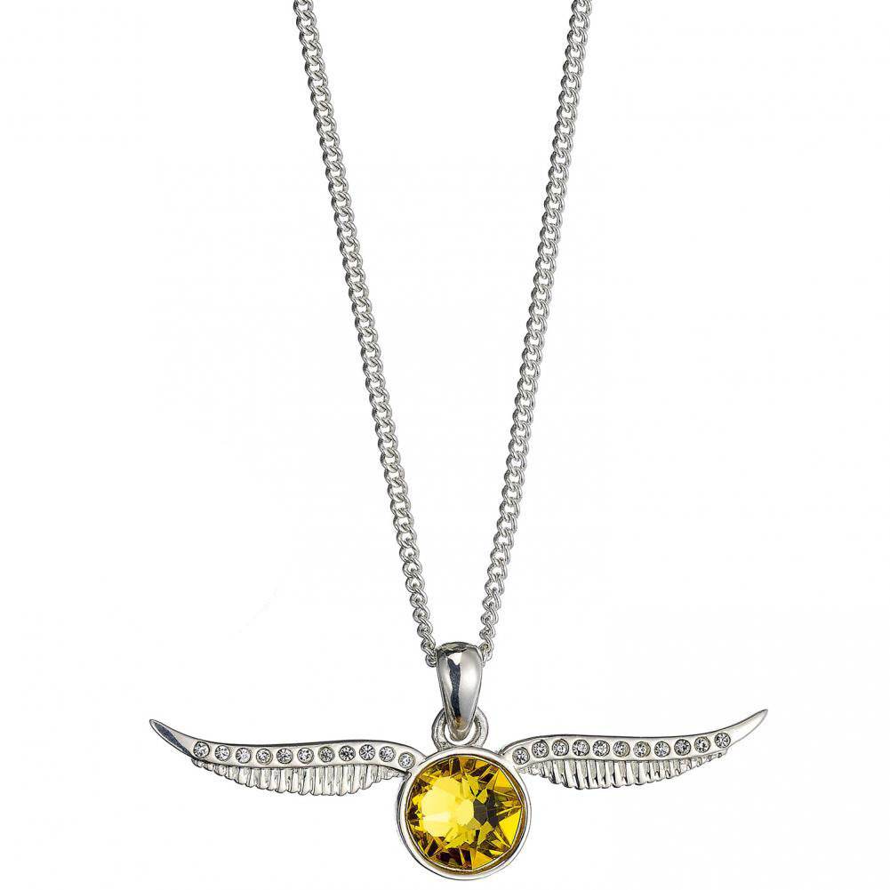 Harry Potter Sterling Silver Crystal Necklace Golden Snitch - Gift Arch