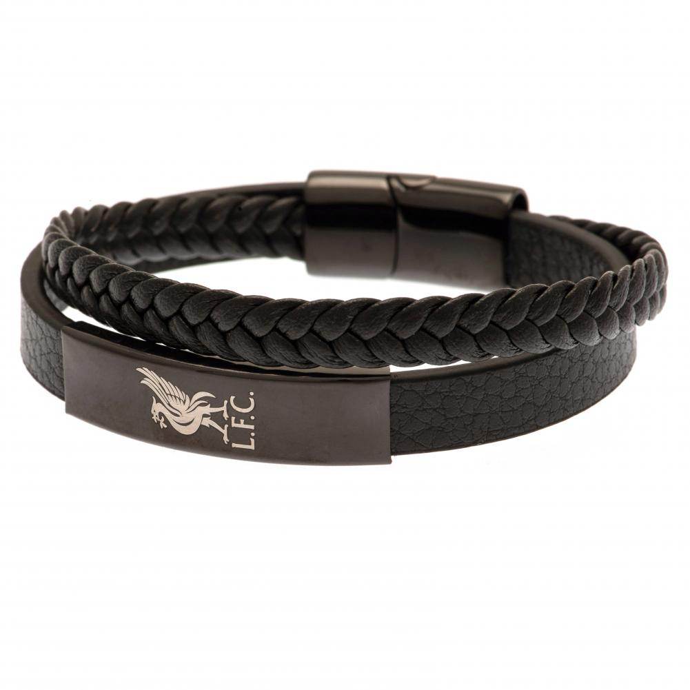 Liverpool FC Black IP Leather Bracelet - Gift Arch