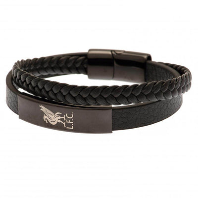 Liverpool FC Black IP Leather Bracelet - Gift Arch