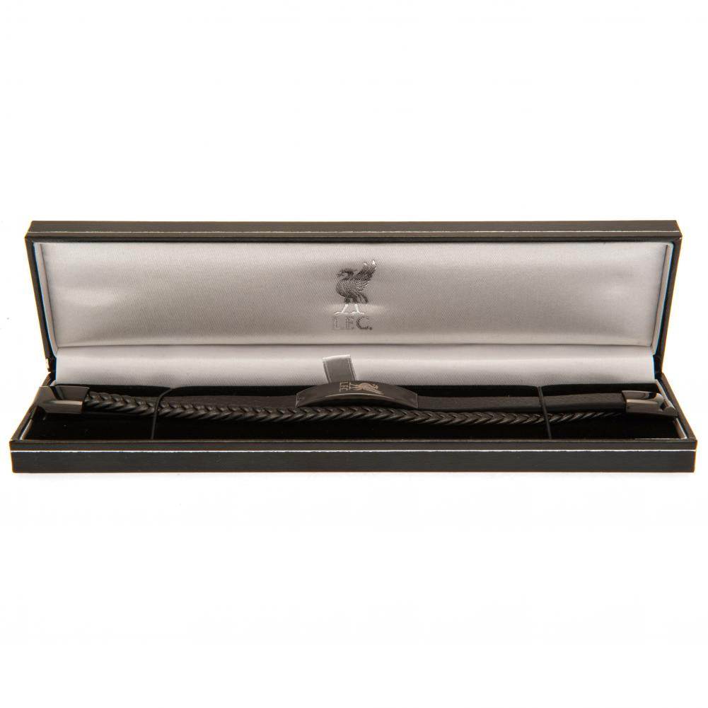 Liverpool FC Black IP Leather Bracelet - Gift Arch