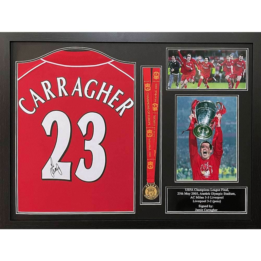Liverpool FC Carragher Signed Shirt & Medal (Framed) - Gift Arch