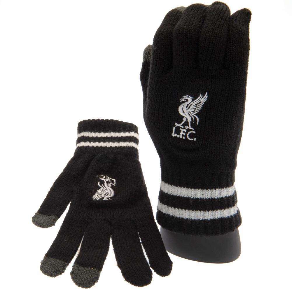 Liverpool FC Touchscreen Knitted Gloves Youths BK - Gift Arch