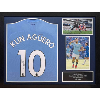 Manchester City FC Aguero Signed Shirt (Framed) - Gift Arch