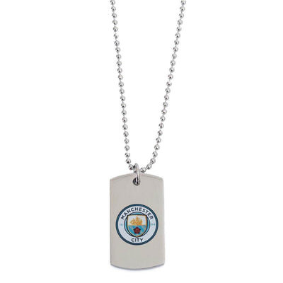 Manchester City FC Colour Crest Dog Tag & Chain - Gift Arch