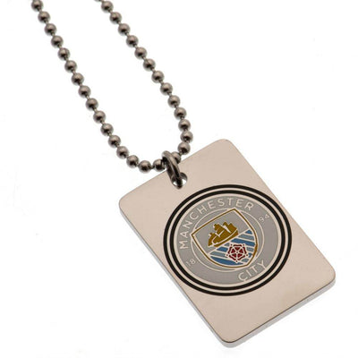 Manchester City FC Enamel Crest Dog Tag & Chain - Gift Arch