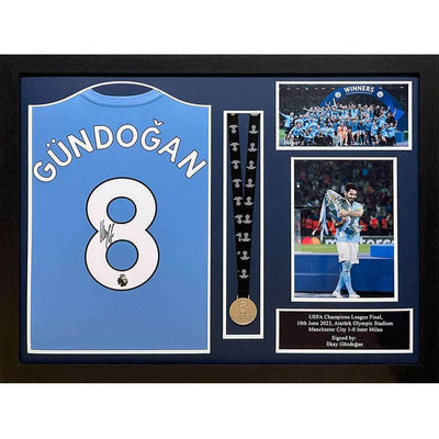 Manchester City FC Gundogan Signed Shirt & Medal (Framed) - Gift Arch