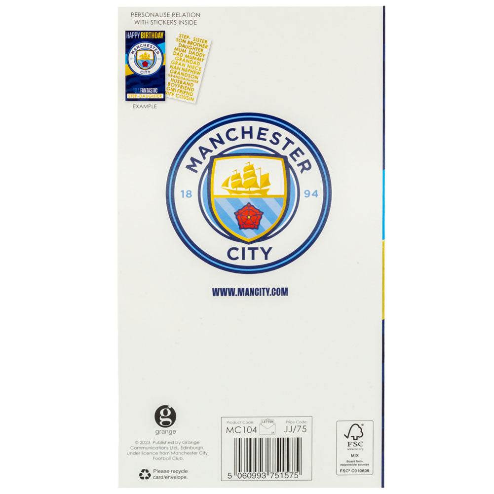 Manchester City FC Personalised Birthday Card - Gift Arch