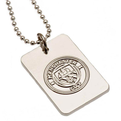 Manchester City FC Silver Plated Dog Tag & Chain - Gift Arch