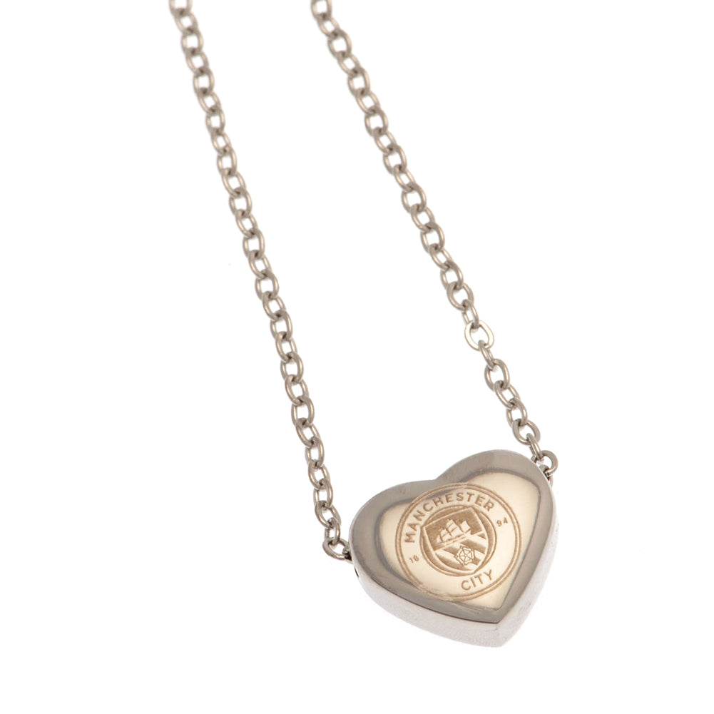 Manchester City FC Stainless Steel Heart Necklace - Gift Arch