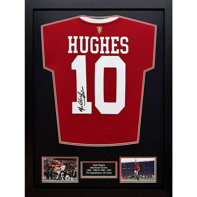 Manchester United FC 1985 Hughes Signed Shirt (Framed) - Gift Arch