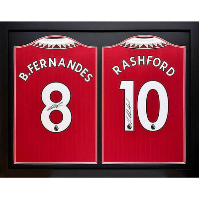 Manchester United FC Bruno Fernandes & Rashford Signed Shirts (Dual Framed) - Gift Arch
