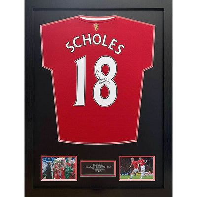 Manchester United FC Scholes Signed Shirt (Framed) - Gift Arch