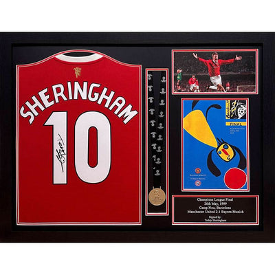 Manchester United FC Sheringham Signed Shirt & Medal (Framed) - Gift Arch