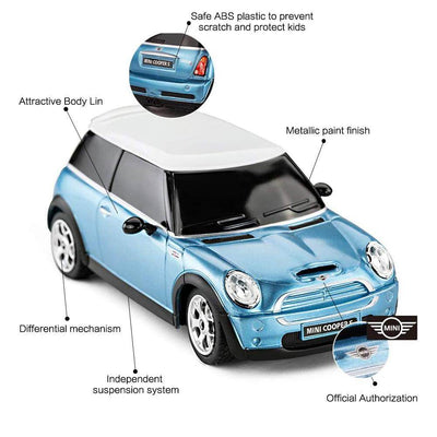 Mini Cooper S Radio Controlled Car 1:24 Scale Blue - Gift Arch