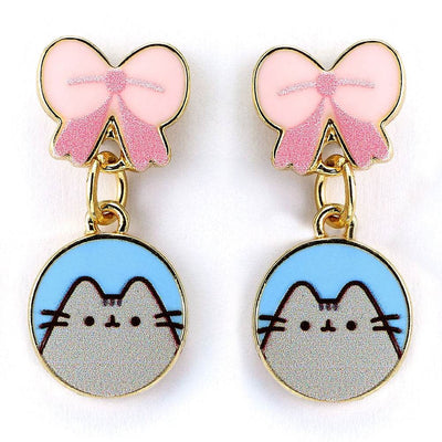 Pusheen Gold Plated Bow Drop Earrings - Gift Arch