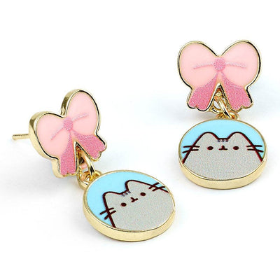 Pusheen Gold Plated Bow Drop Earrings - Gift Arch