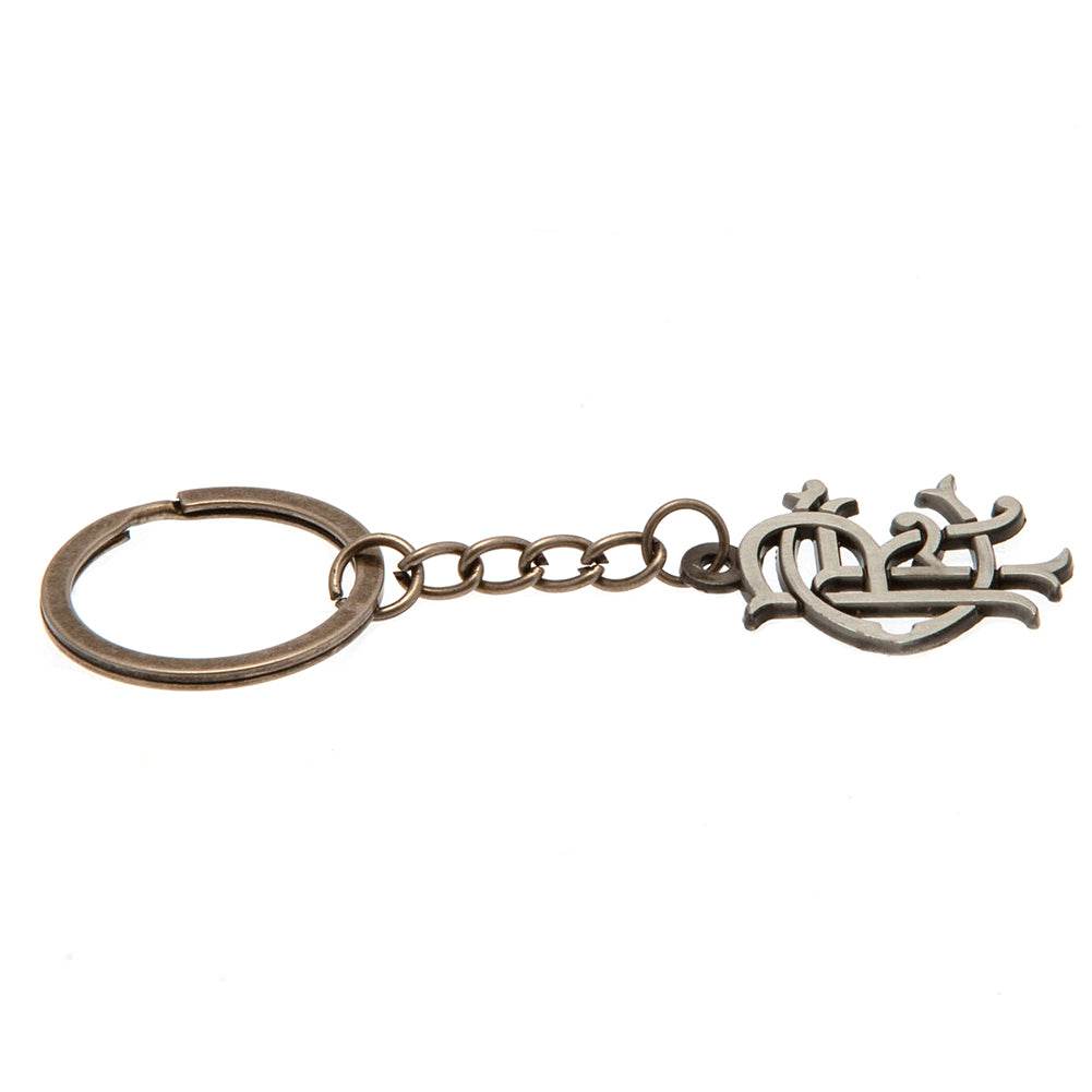 Rangers FC Antique Silver Scroll Crest Keyring - Gift Arch