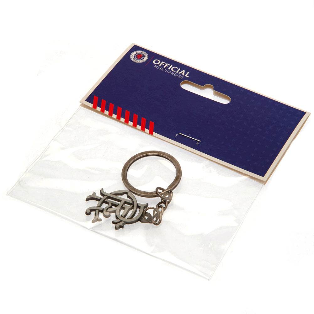 Rangers FC Antique Silver Scroll Crest Keyring - Gift Arch