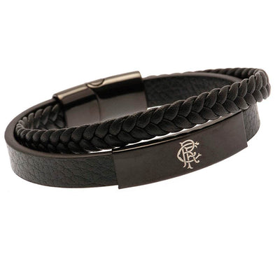Rangers FC Black IP Leather Bracelet - Gift Arch