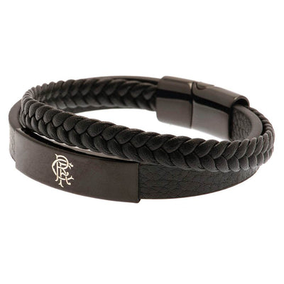 Rangers FC Black IP Leather Bracelet - Gift Arch