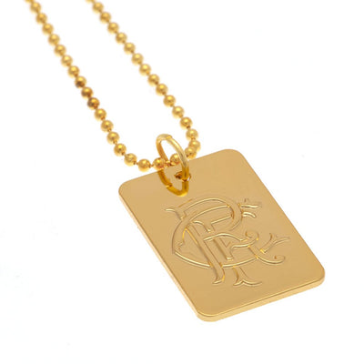 Rangers FC Gold Plated Dog Tag & Chain - Gift Arch