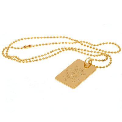 Rangers FC Gold Plated Dog Tag & Chain - Gift Arch