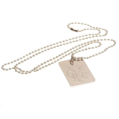 Rangers FC Silver Plated Dog Tag & Chain - Gift Arch