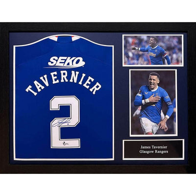 Rangers FC Tavernier Signed Shirt (Framed) - Gift Arch