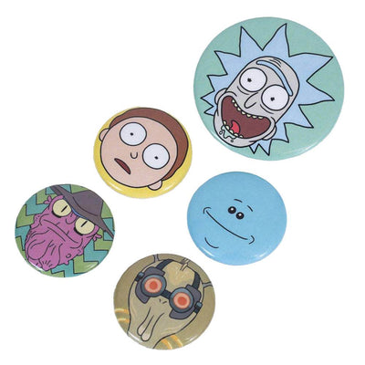 Rick And Morty Heads Button Badge Set - Gift Arch