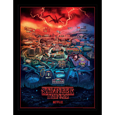 Stranger Things Framed Picture 16 x 12 Hawkins - Gift Arch
