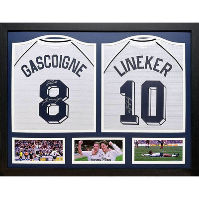 Tottenham Hotspur FC 1991 Lineker & Gascoigne Signed Shirts (Dual Framed) - Gift Arch