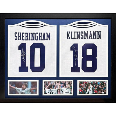 Tottenham Hotspur FC 1994 Klinsmann & Sheringham Signed Shirts (Dual Framed) - Gift Arch