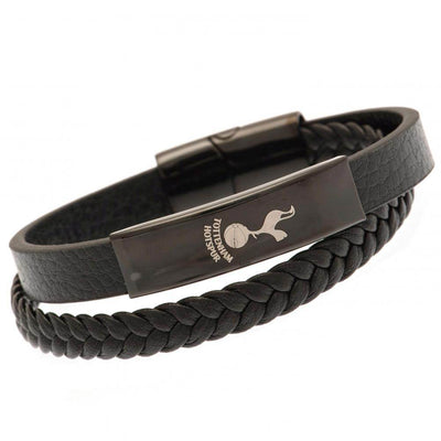 Tottenham Hotspur FC Black IP Leather Bracelet - Gift Arch