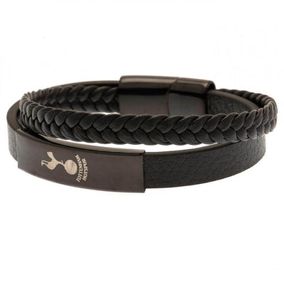Tottenham Hotspur FC Black IP Leather Bracelet - Gift Arch