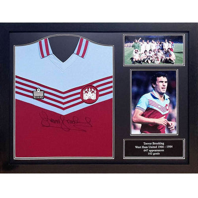 West Ham United FC 1980 Brooking Signed Shirt (Framed) - Gift Arch