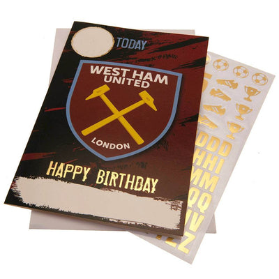 West Ham United FC Birthday Card With Stickers - Gift Arch