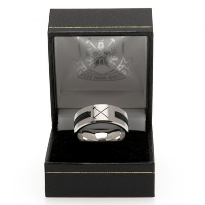 West Ham United FC Black Inlay Ring Small HM - Gift Arch