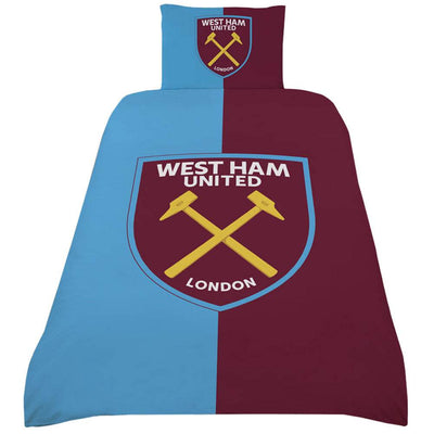 West Ham United FC Colour Split Single Duvet Set - Gift Arch