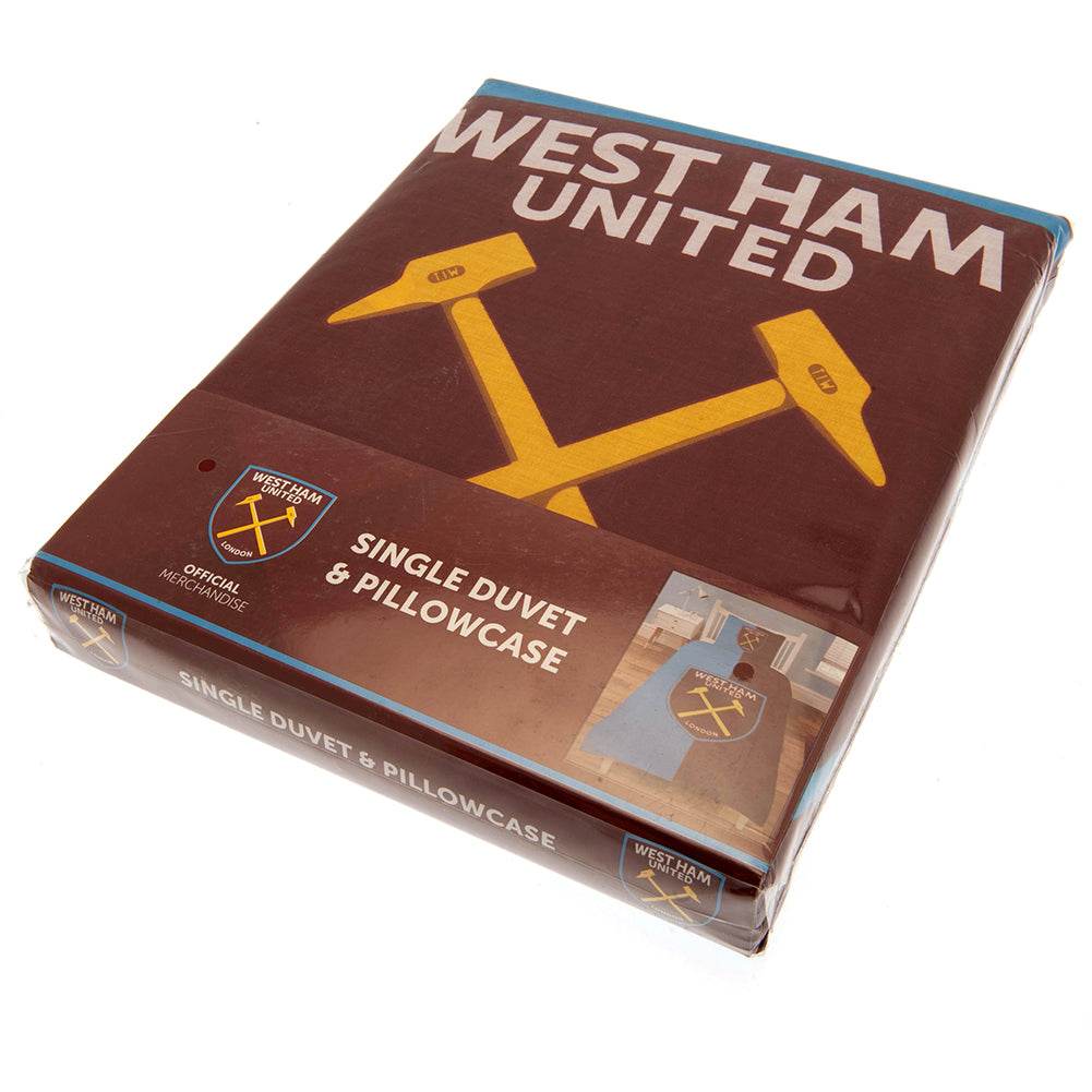 West Ham United FC Colour Split Single Duvet Set - Gift Arch