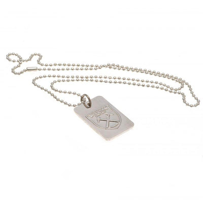 West Ham United FC Silver Plated Dog Tag & Chain - Gift Arch