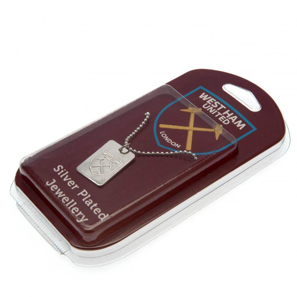 West Ham United FC Silver Plated Dog Tag & Chain - Gift Arch
