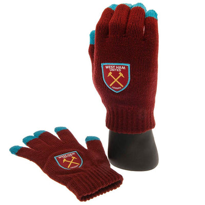 West Ham United FC Touchscreen Knitted Gloves Adults - Gift Arch