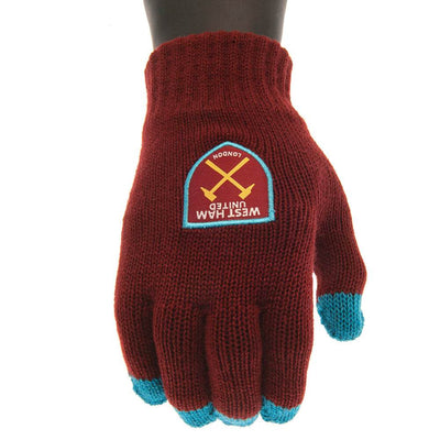 West Ham United FC Touchscreen Knitted Gloves Junior - Gift Arch