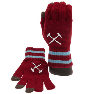 West Ham United FC Touchscreen Knitted Gloves Youths - Gift Arch